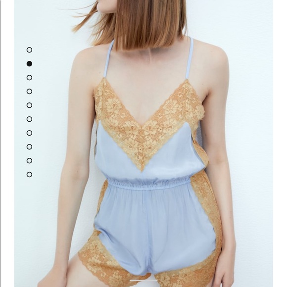 NWT Zara lace gold-pink jump suit small - Picture 6 of 7